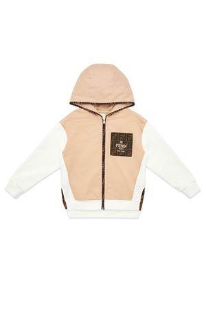 Felpa junior in gabardina stretch beige e bianca FENDI KIDS | JMH182ADEHF1P2P